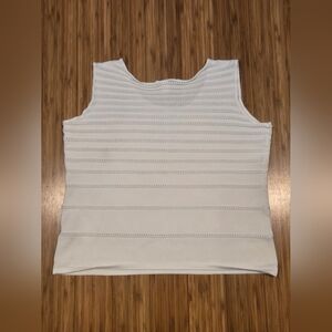 Christopher & Banks White Ribbed Boxy Tank Top